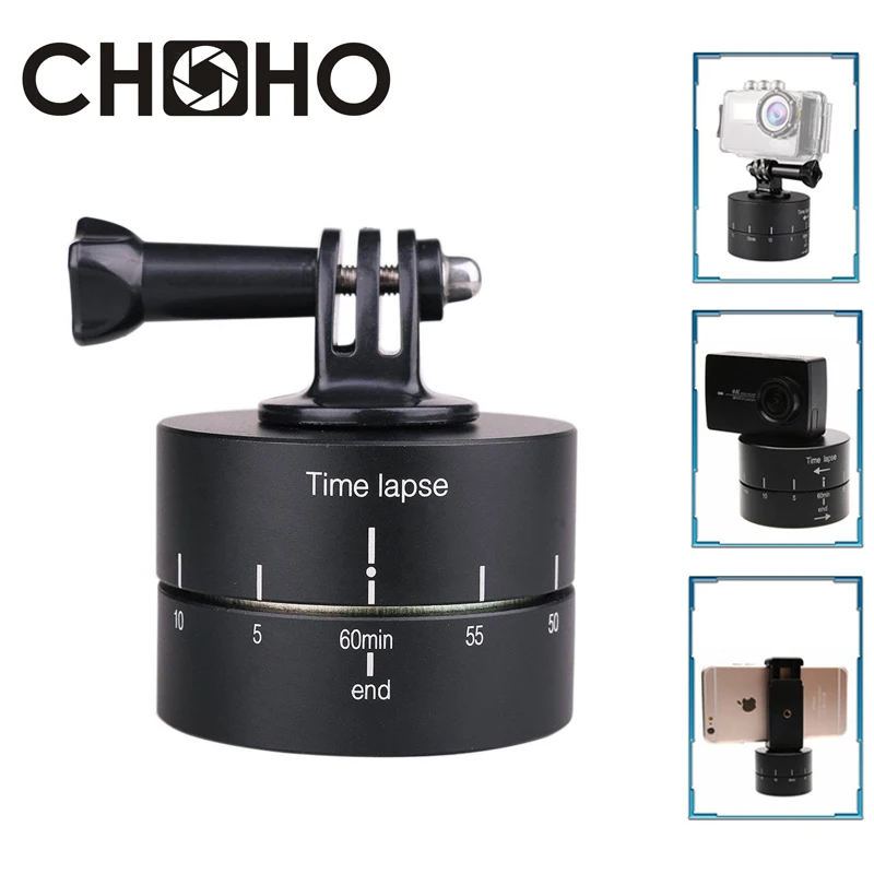 Time Lapse Stabilizer Photography Aluminum Panning 360 Degrees Rotating 60 Min Yuntai for GoPro Hero 13 12 DJI Action DSLR Phone