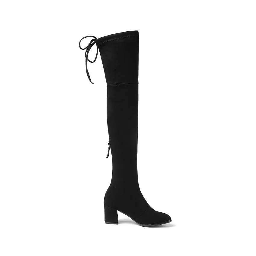 QUTAA 2021 Women Over The Knee High Shoes Platform Zipper All Match Square High Heel Sexy Winter Boots Women Boots Size 34-43