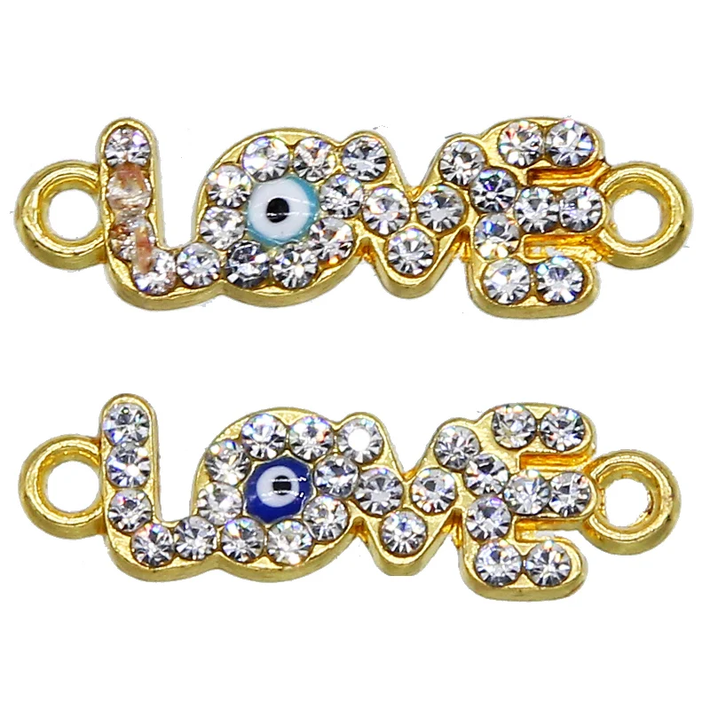 6 pieces / lucky eye LOVE heart pendant type evil eyes Diy jewelry accessories charm necklace bracelet connector