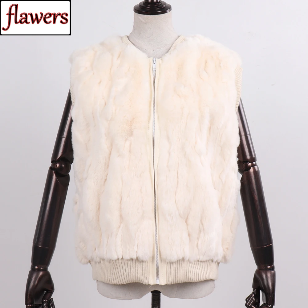 Chaleco de piel auténtica de conejo para mujer, chaqueta sin mangas, suave y Natural, cálida, para otoño e invierno, 100%