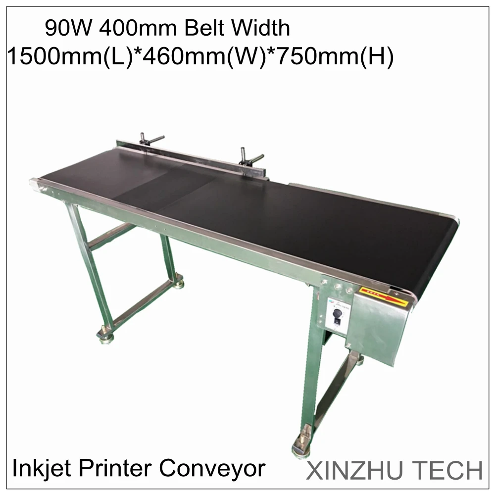 

90W 400mm With Belt Inkjet Printer Conveyor 1500mm*460mm*750mm Belt Conveying Table Band Carrier with 0-30m/min Adjustable Speed