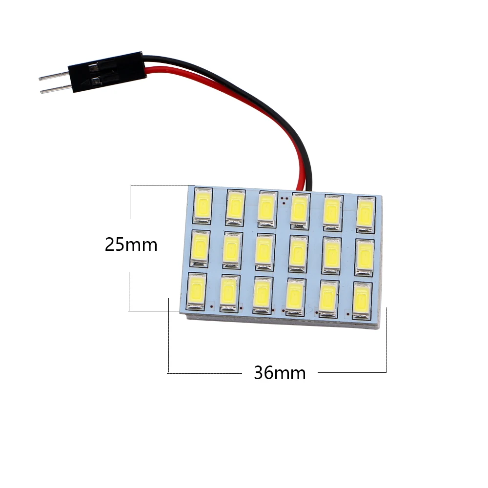 YM E-Bright 2PCS LED Panel Light 5730 18 SMD 18 LEDs 12V DC With T10 Festoon Adapters Reading Light Panel Lights White