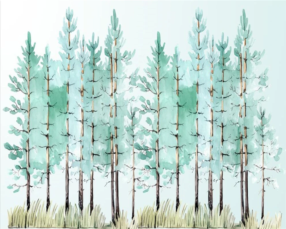 Custom size Wallpaper Modern Fashion Mint Green Fresh Woods TV Wall Background Home Decorative Mural 3d wallpaper