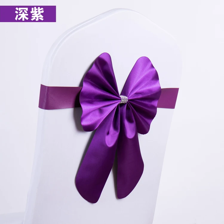 Hot sale 1pc Wedding Party Decorative Satin Bows Ties Ribbon Chair Back Sash Bands Hotel Banquet Chair Decor party Home supplies