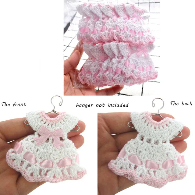 12 szt. Miniaturowa sukienka sweter szydełkowy baby shower chrzest na przyjęcie dekoracje na chrzest 7.0cm