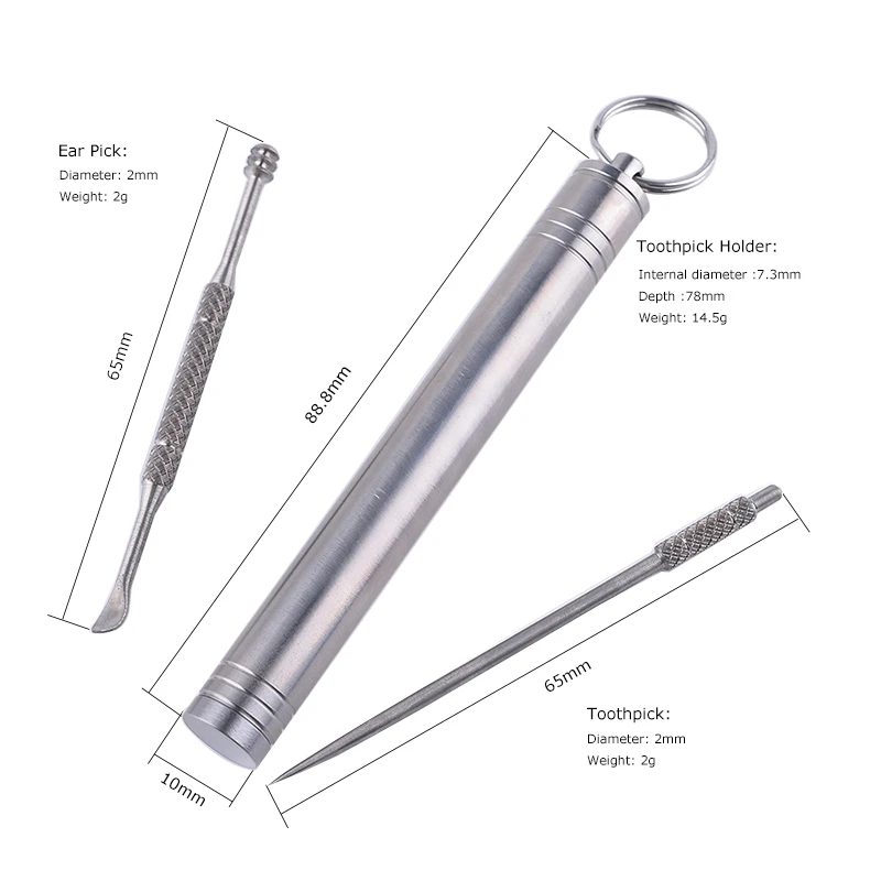 Titanium Pill Capsule Fob Match Airtight Watertight Waterproof Storage Container Dry Box Seal Bottle Toothpick Ear Pick Holder
