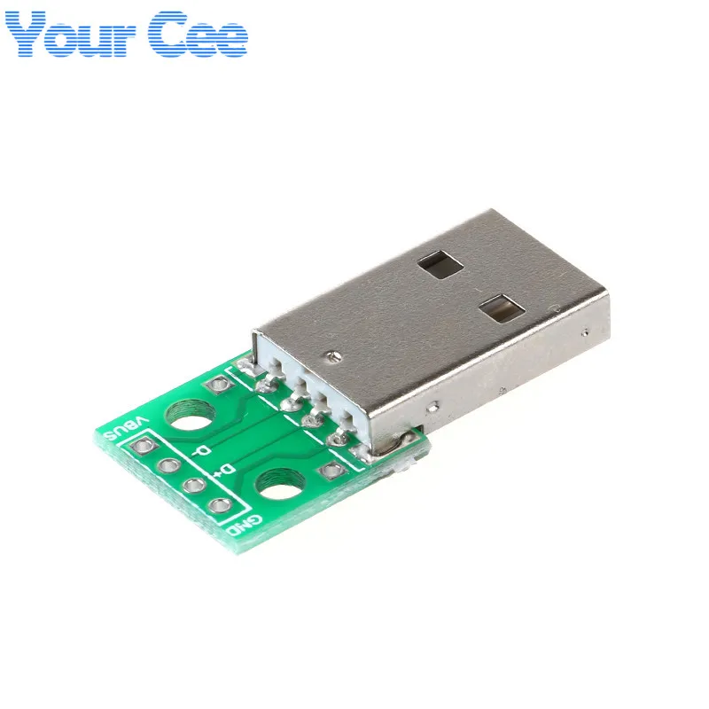 10pcs/1pc USB2.0 4P Male to 2.54mm DIP Conversion Board Switch DIP Adapter Plate Module USB Mobile Phone Power Data Cable