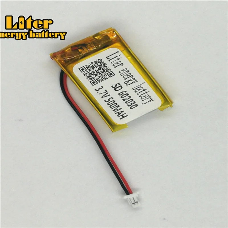 1.0MM 2pin connector 3.7V 602030 500mah High quality rechargeable lithium polymer battery