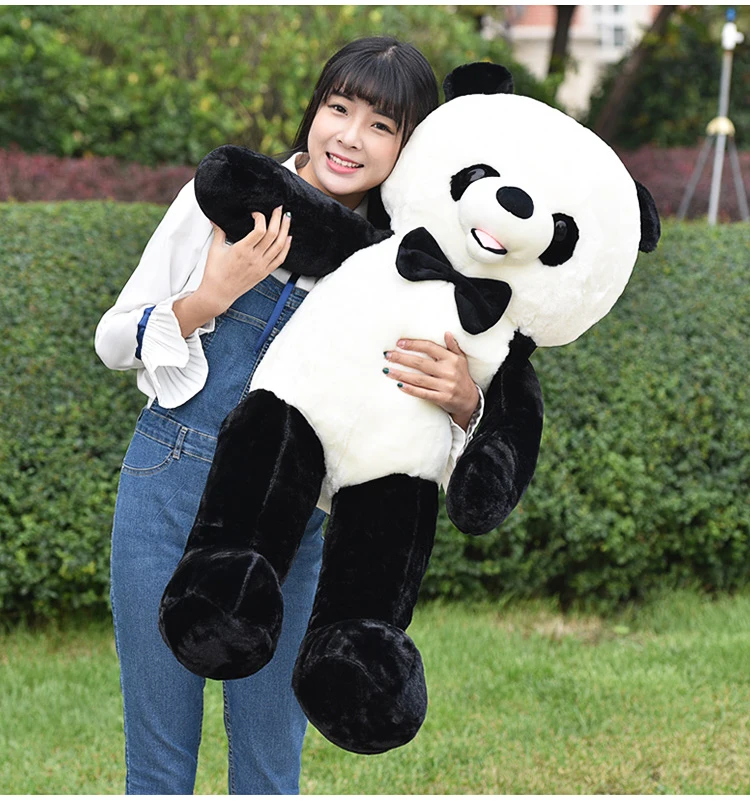 

lovely new plush bow panda toy high quality panda doll gift about 100cm 2708