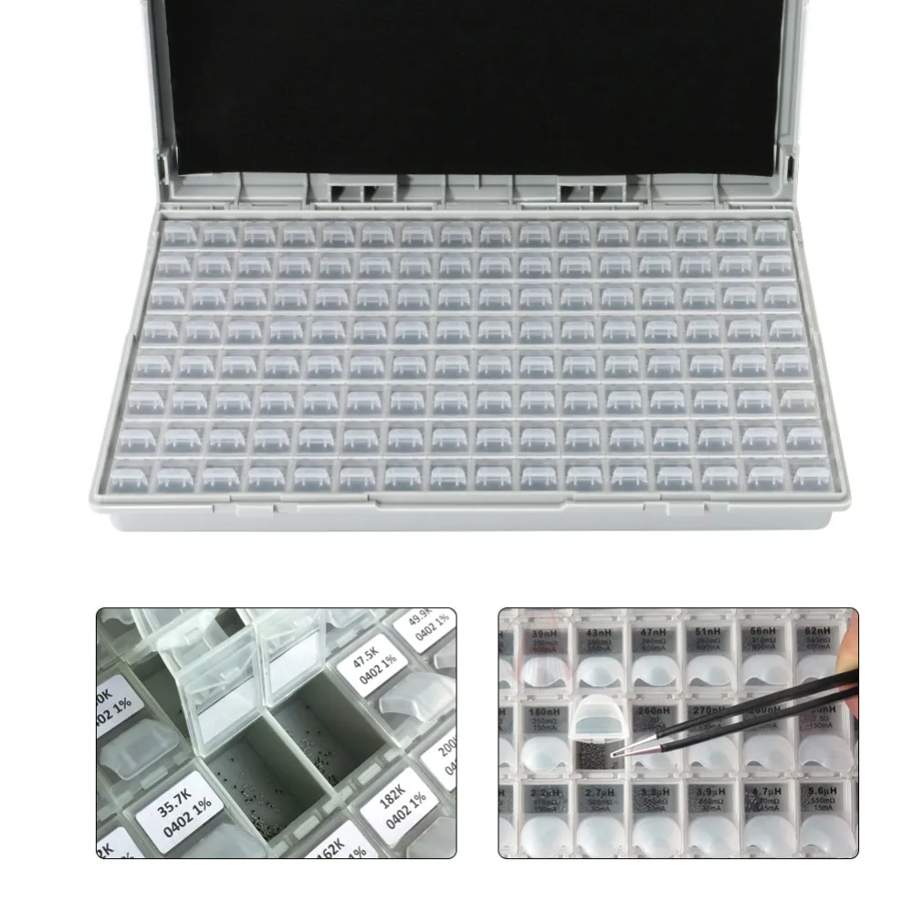 DIYFIX-carcasa SMD SMT IC, condensador de resistencia, caja de almacenamiento electrónico, organizadores ESD, componentes de precisión segura, cajas