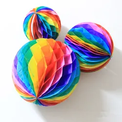 15/20/25/30cm Colorful honeycomb paper flowers ball garland wedding arrangement festival holiday party supplies decoration