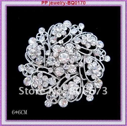 

NEW SILVER TONE FLOWER RHINESTONE DIAMANTE CRYSTAL LARGE PIN BROOCH WEDDING WHOLESALE LOT