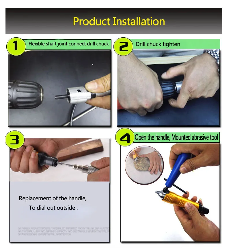 Electric carving suite,Electric grinding drill special drill chuck metal Flexible soft shaft+small spanner+ 0.3~6.5mm hand shank