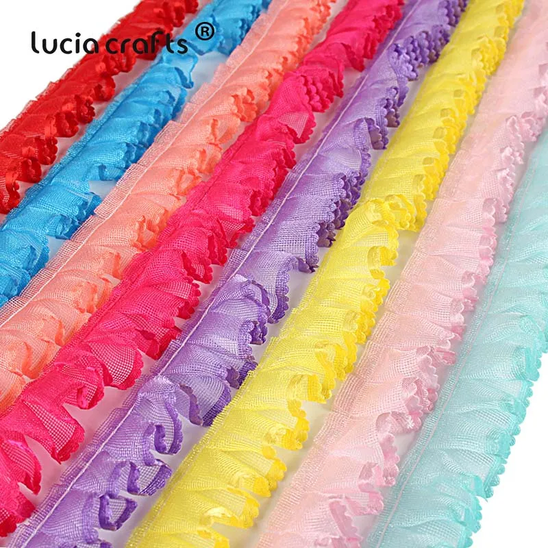 5yards 25mm Fold Lace Ribbons Trim Edge Grid Lace Fabric Tapes DIY Sewing Applique Supplies Garment Decorations R0305