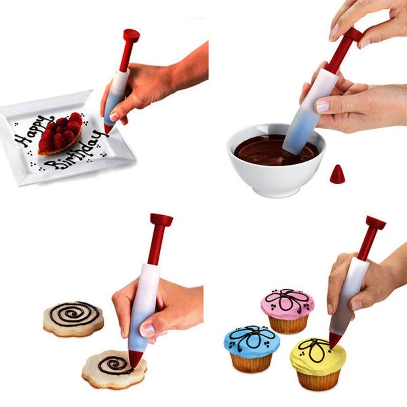 WALFOS Food Grade Silicone Food Writing Pen Chocolate Decorating Tools Cake Mold Cream Cup Cookie Icing Piping Pastry Nozzles