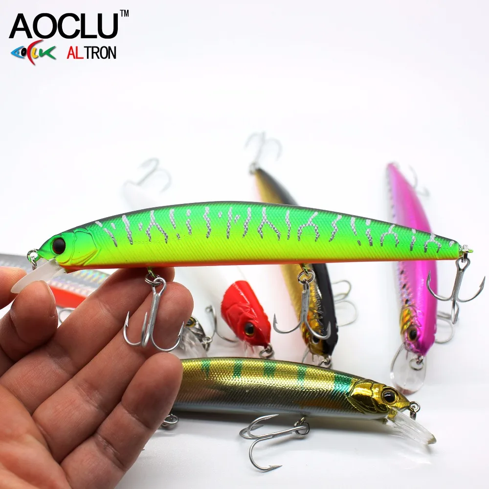 AOCLU Traditional Floating Minnow 130mm 20g Dive 1.8m Hard Bait Crank Lure Bass Pike Inshore Fishing Fresh Saltwater 4# VMC Hook