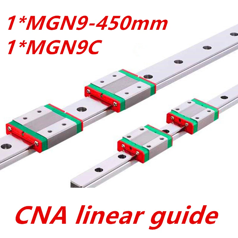 Free shipping 9mm Linear Guide MGN9 450mm linear rail way + MGN9C or MGN9H Long linear carriage for CNC X Y Z Axis