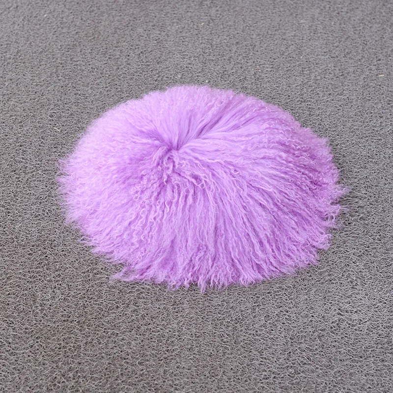 

CX-D-63 Bleached Purple Mongolian Fur Pillow Double Side Fur Cushion Hot Sale Plus Size For Cat