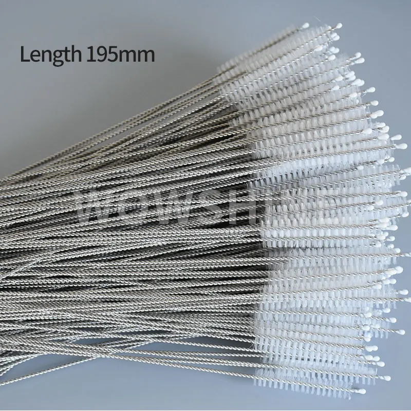 WOWSHINE Free Shipping 100pcs/lot Thickened Stainless Steel Straw Brush Length 19.5cm Fit For 8mm Diameter Straws