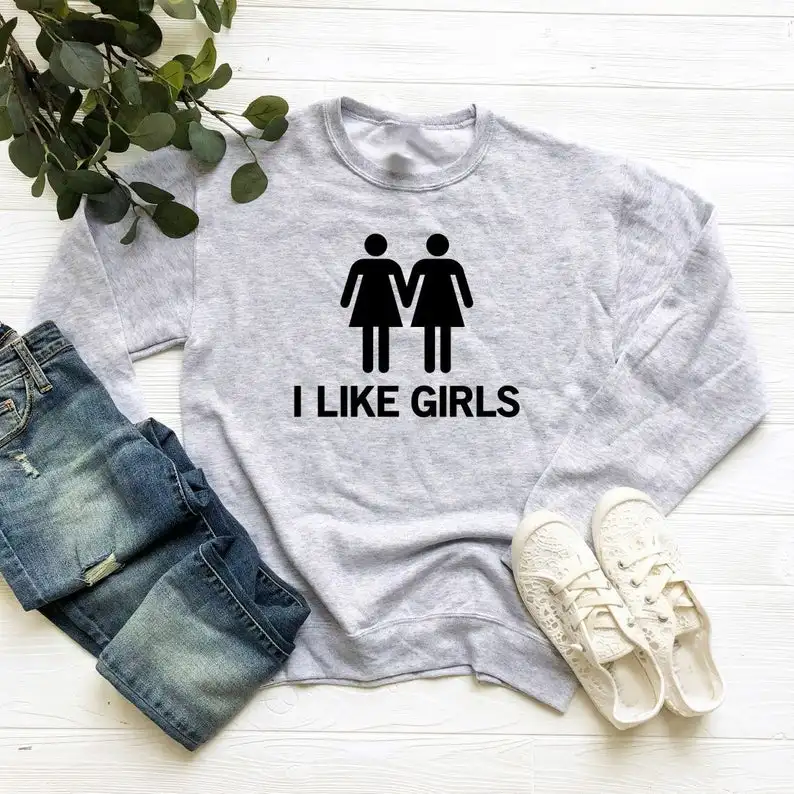 Skuggnas New Arrival I like Girls Sweatshirt Lesbian Gay Pride Sweatshirt Teen Girl Tumblr Grunge Jumper Blogger Hipster Gift