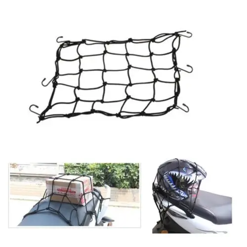 

40x40cm New Motorbike Motorcycle Helmet Bungee Luggage Cargo 6 Hooks Net Hold Down 3 color Available