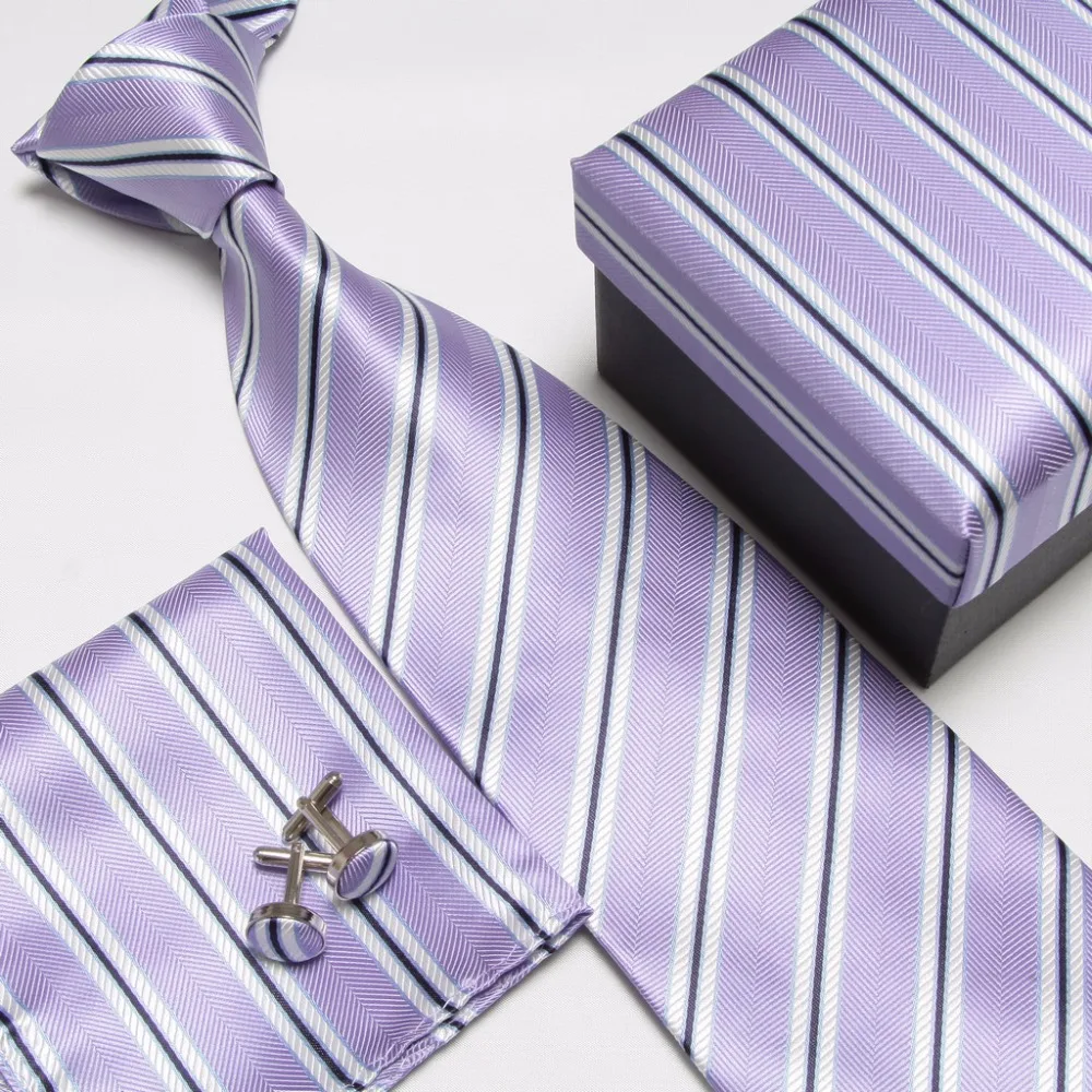 Corbata para hombre, accesorios de moda, corbatas baratas para hombre, conjunto de corbata y pañuelo, gemelos, caja de regalo, 2019