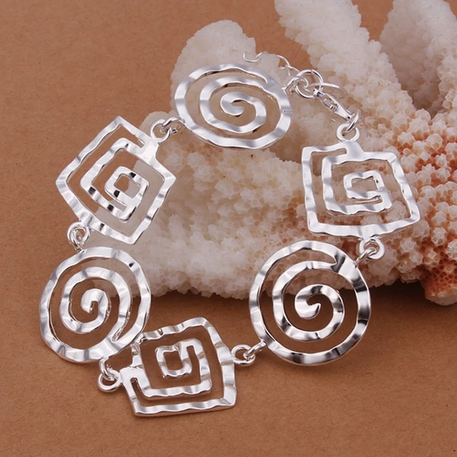 Silver color Lady charms chain bracelet holiday gift beautiful fashion women Jewelry party wedding nice free shipping , H324