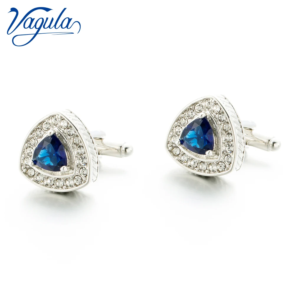 

VAGULA Cufflinks Top Luxury Brand Party Wedding gift Suit Shirt Button Bonito Gemelos Blue Crystal Cuff links 309