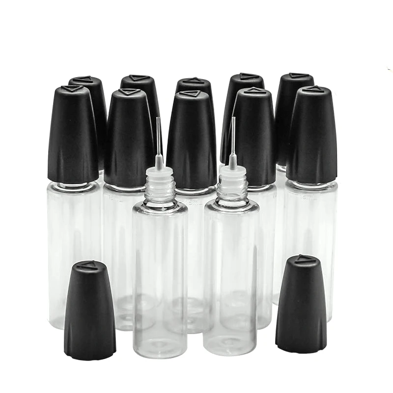 100Pcs 10ML 15ML 20ML 30ML PET Clear Vial With Long Thin Tip Dropper Bottle For Empty Oil Accessories Liquid Jar