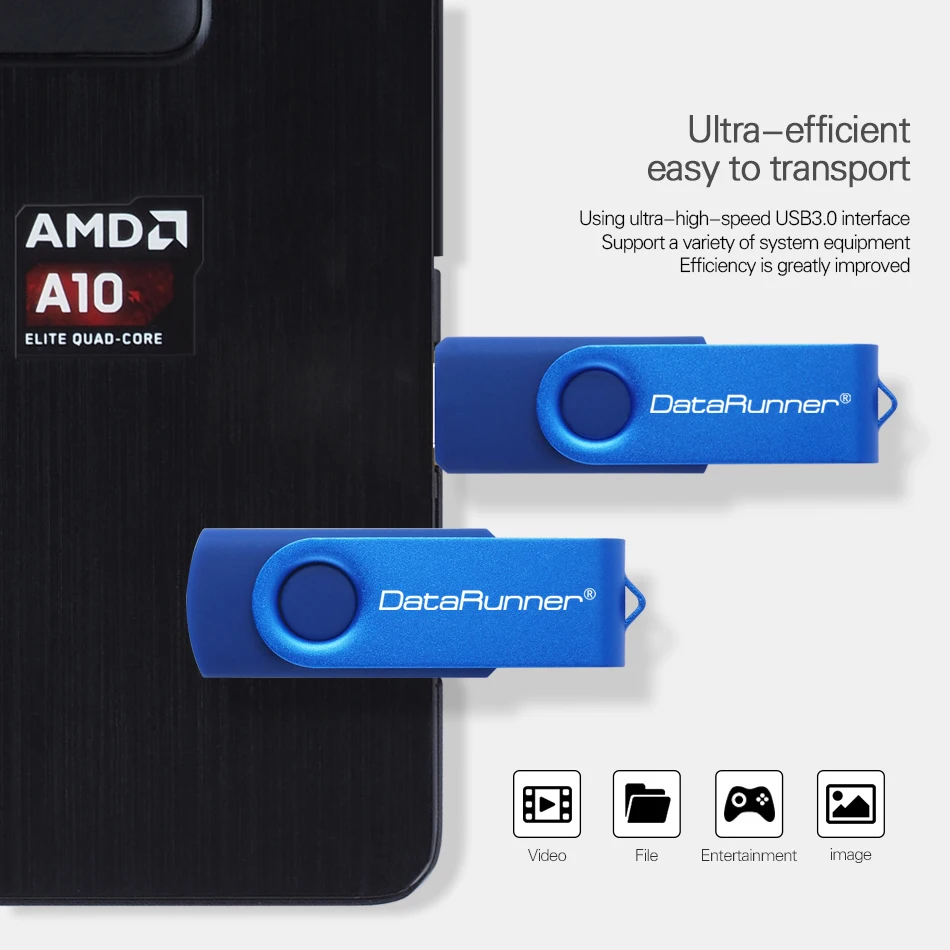 Datarunner-USB 3.0フラッシュドライブ,回転デザイン,16GB 32GB 64GB 128GB 256GB,3.0 GB,ペンドライブ,uドライブ