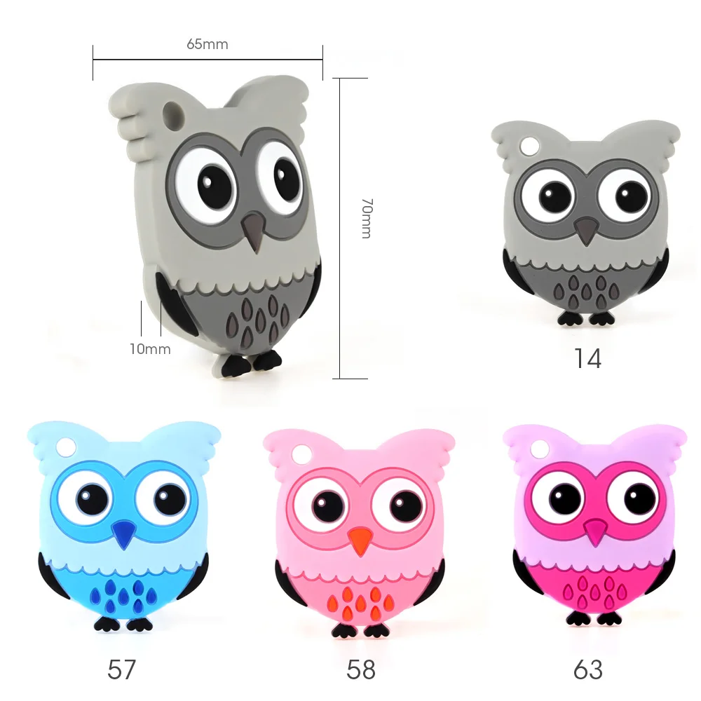 TYRY. HU 1pc Food Grade Owl Flamingo Animal Pendant Silicone Beads Baby Teething Necklace Nursing BPA Free DIY Jewelry Making