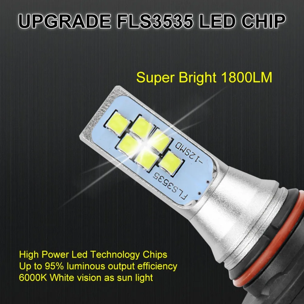 2pcs 9005 HB3 LED Bulbs LED Chips Car Fog Lamp 12V 1400LM Car Lights Daytime Running Light DRL Driving Bulb Auto 6000K White