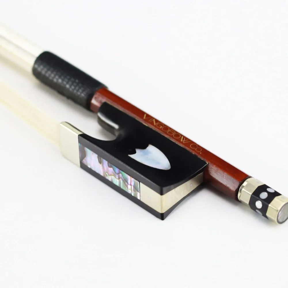 430V 4/4 Size VIOLIN BOW Pernambuco Stick Ebony Frog Nickel Silver Mounted Natural Mongolia Horsehair