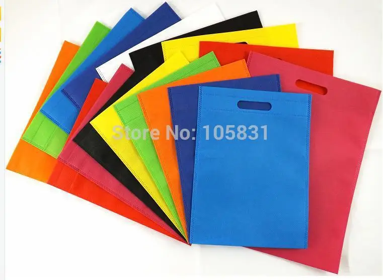 50Pcs 80GSM Non-Woven Die Cut Bag non woven Promotion shopping gift Bag with Handle Can Custom logo Printed Wholesale 50PCS/LOT