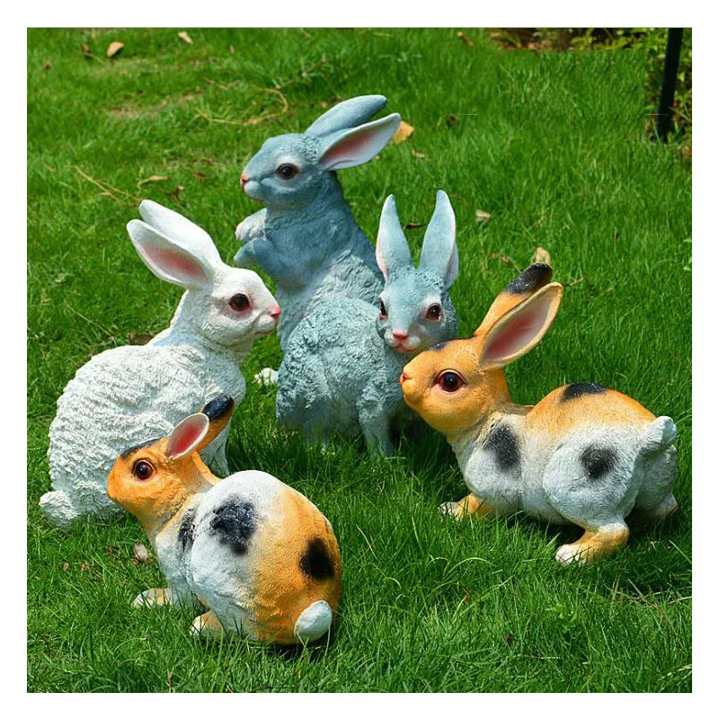 

Pastoral Resin Simulation Animal Garden Decoration Rabbit Figurines Crafts Courtyard Park Statue Ornaments Outdoor Accessories