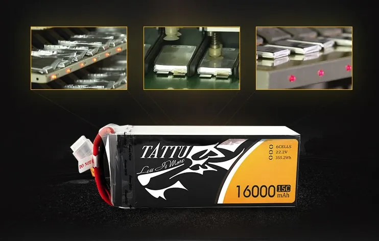 TATTU 16000mAh 22.2V 6S LiPO Battery 15C for Big Load Multirotor Hexacopter for agricultural drone/ UAV drone