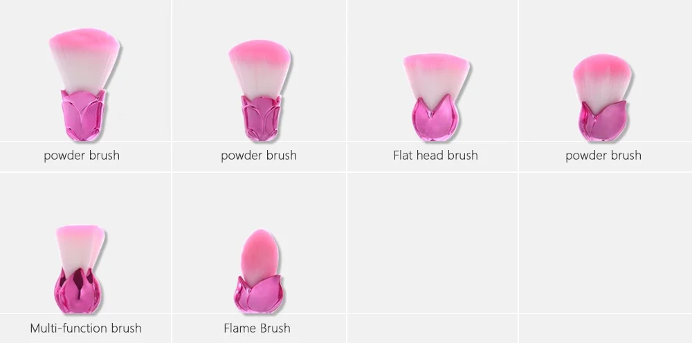 6pcs Rose Shaped Makeup Brushes Flower Foundation Powder Make Up Brushes Blush Brush Set With Cosmetic Bag Pincel Maquiagem