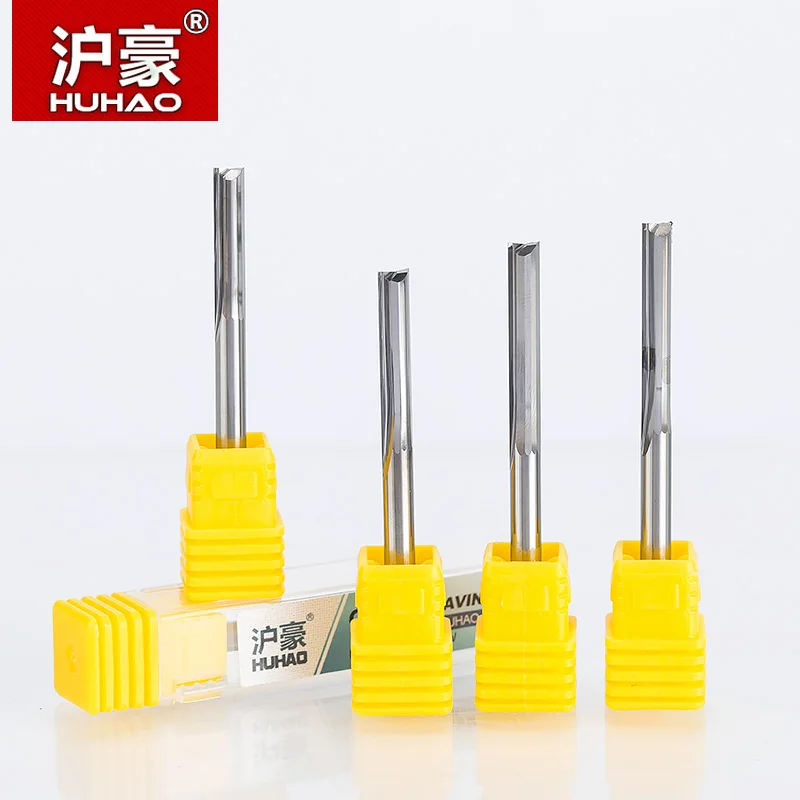 Huhao 5 Stks/partij 4Mm/6Mm Shank 2 Fluit Rechte Frees Straight Slot Frees Graveren Bit carbide Cnc Router Bit