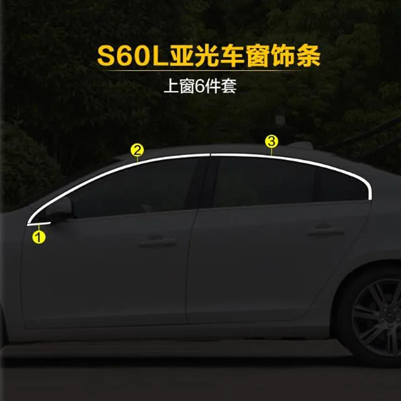 Sansour Car styling body stick stainless steel glass window garnish pillar middle column trim hood For Volvo XC60 V40 S60 S60L