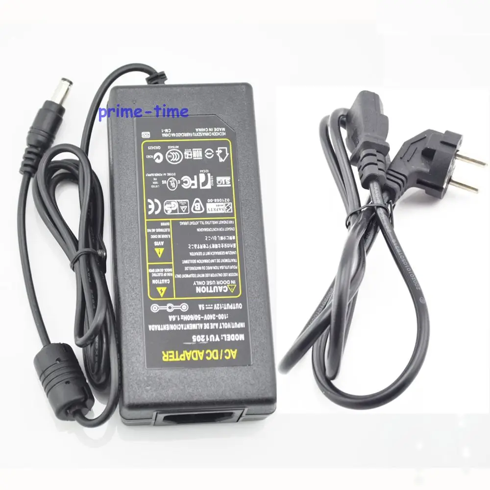 50pcs AC / DC 12V 5A 60W Power Adapter Converter Supply Charger With EU/US/AU/UK Plug Cable For LED Light Wholesale