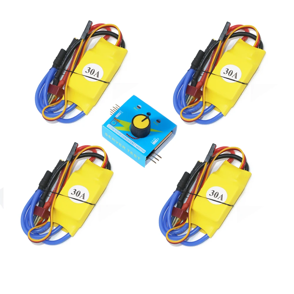 

4pcs 30A XXD Brushless Speed Controller RC ESC + Multi Servo Tester 3CH ESC 4.8-6V CCPM Master Checker for F450 Multicopter