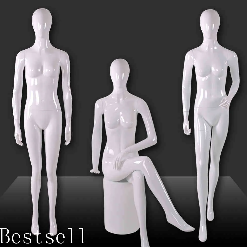 New Design High Level Female Fiberglass Mannequin Gloss White Model Hot Sale