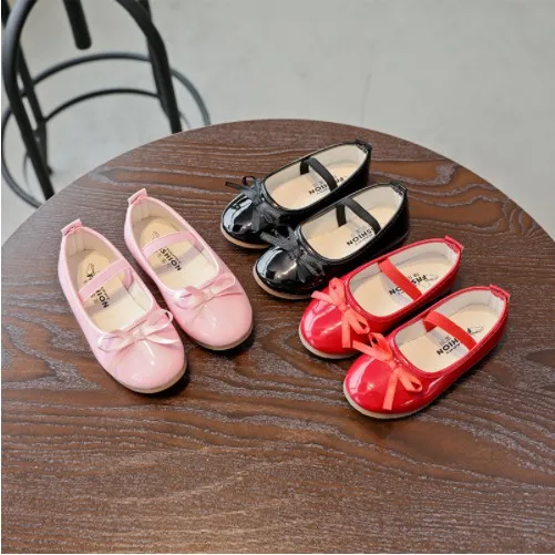 Fashion Girls Casual Shoes Bowtie PU Leather Shoes for Girls Princess Ballet Flats Shoes for Christmas Party Wedding Girls Shoes