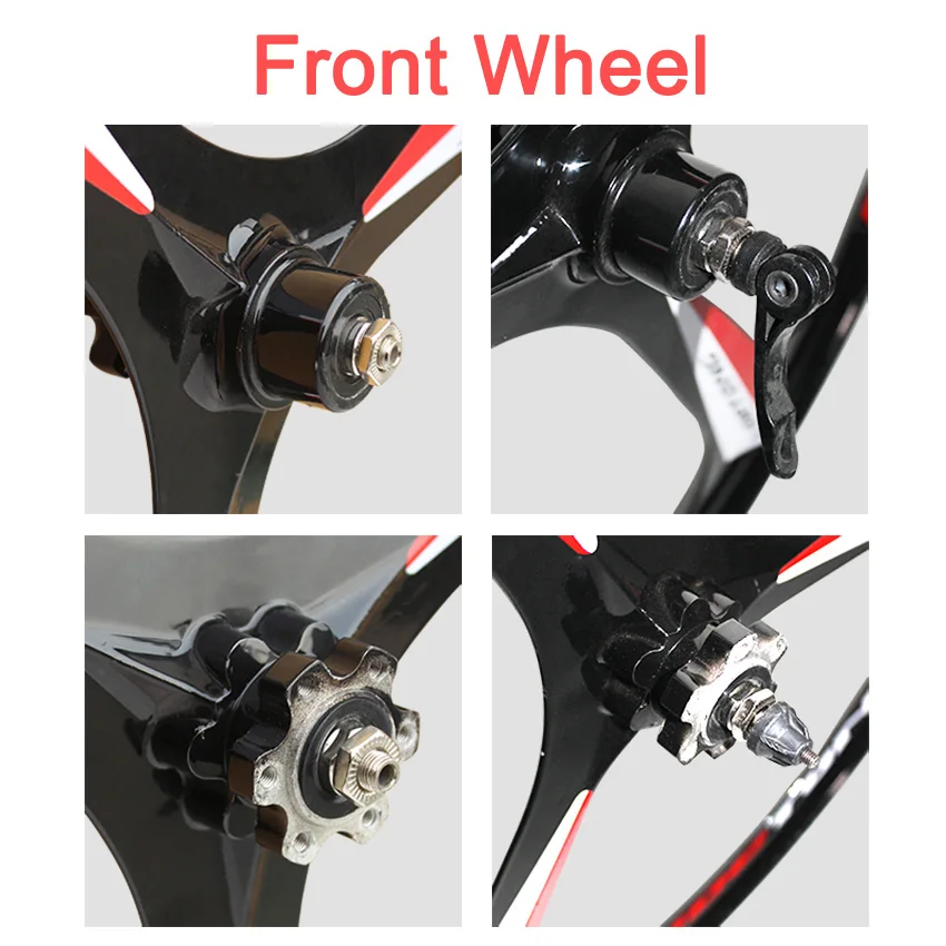 26\'\' Front and Rear Rim for MTB Mountain Bike, 3 Spokes Magnesium Alloy Wheel, Bearing Type, Front Wheel Support Quick Release