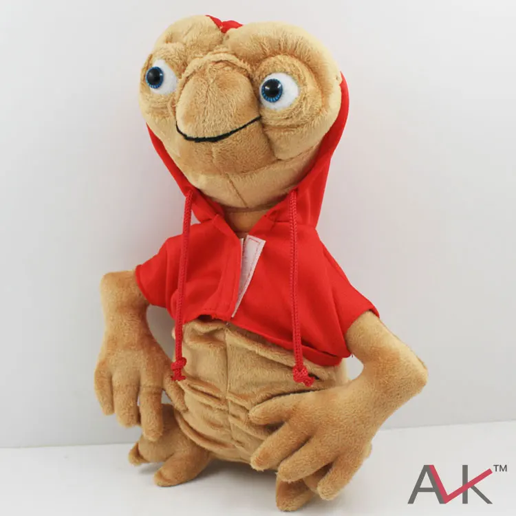 ET Extra Terrestrial Alien Soft Stuffed Plush Doll with Hoodie Anime Cartoon Collection Toy Red Grey Approx 28cm/11