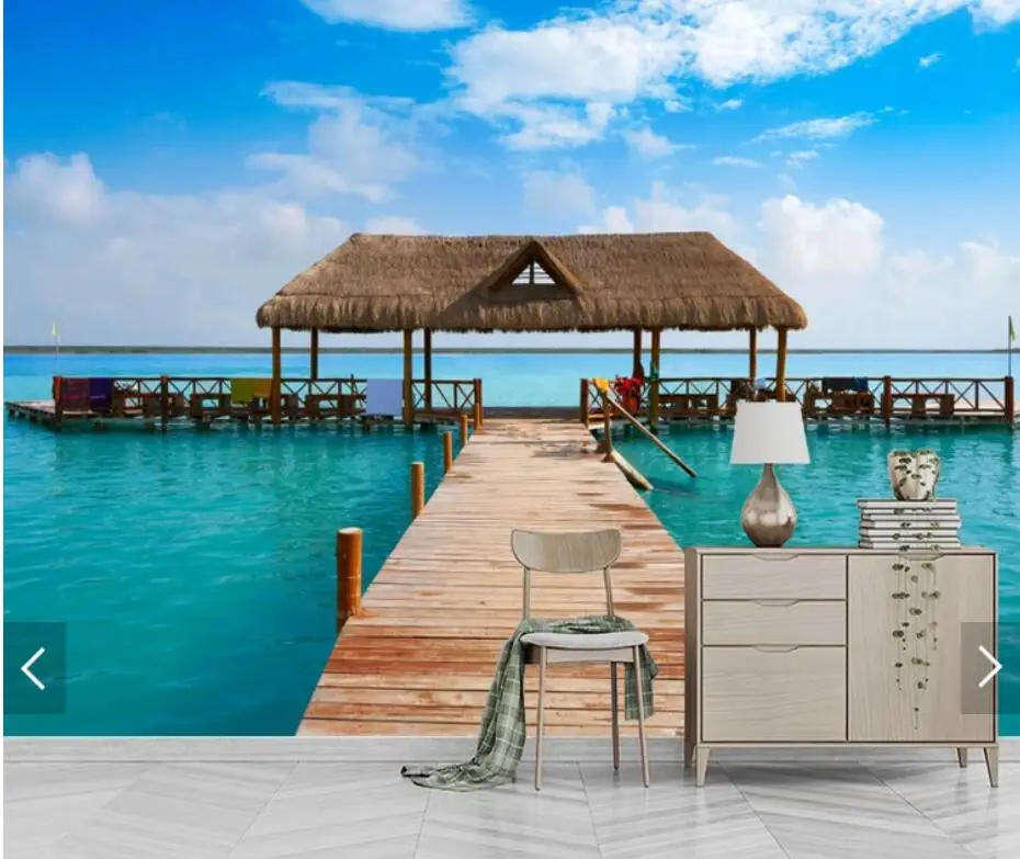 Maldives Sea View Wall Mural Photo paper for Living Room Bedroom Printed  Paper Contact  Murals Papel De Parede