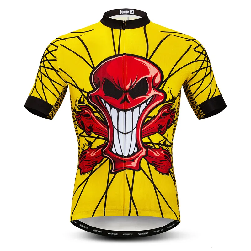 Weimostar Skull Mens Cycling jersey Team 100% Polyester Mountain Bike Jersey Quick Dry Cycling Shirt Road mtb Bicycle Clothing