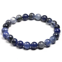 Natural Blue Sodalite Stone Men Bracelet Bangle Women 6 8 10 12MM Beads Elastic Rope Fashion Lovers Jewelry Wrist Gifts