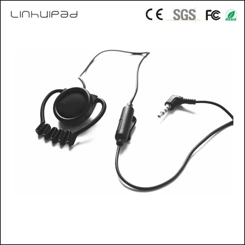 Linhuipad 3.5mm Wired Black stereo Ear Hoook earphone Economical Headphone For Tour Guide System Monitor System Receiver 100 PCS