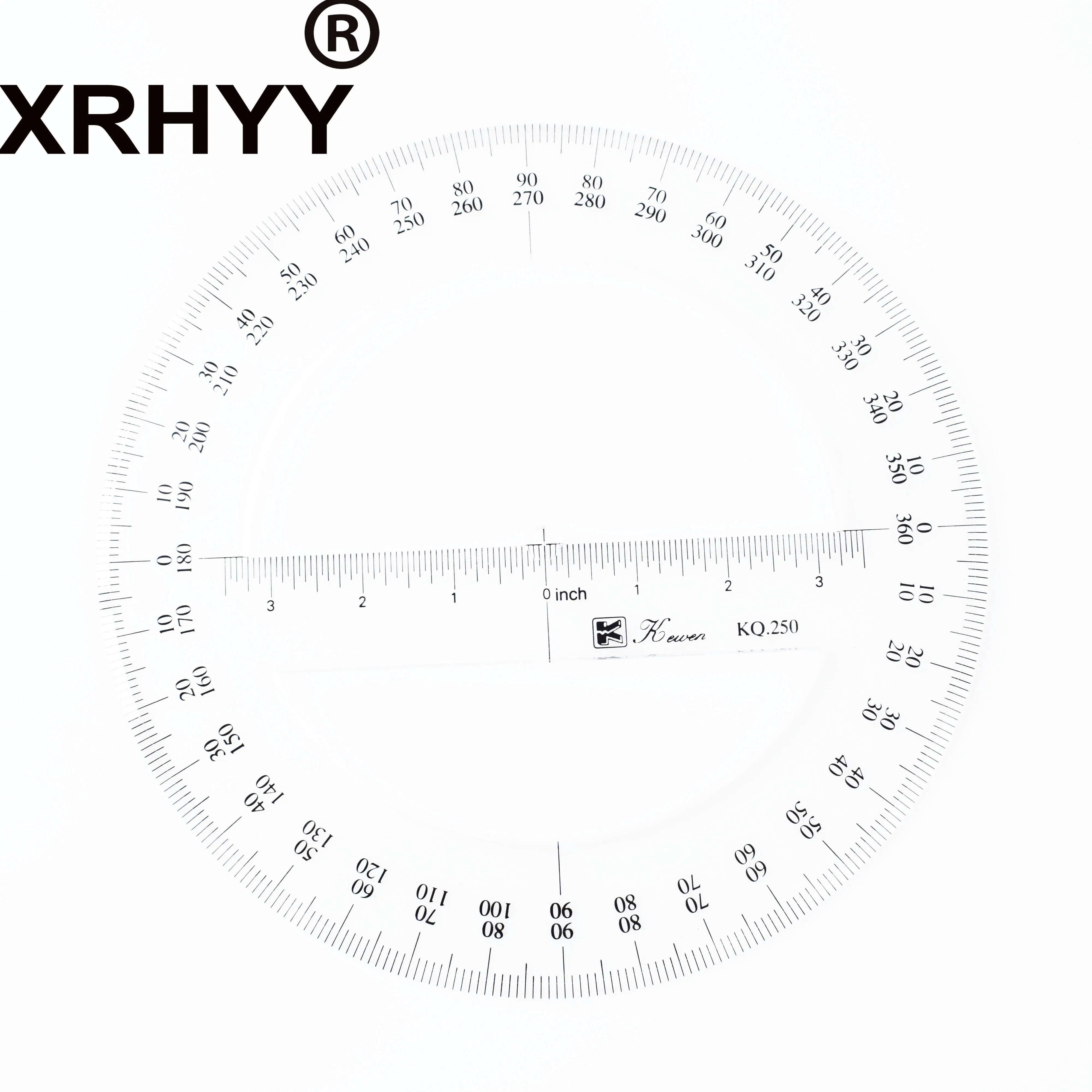 Xrhyyプラスチック透明ラウンド360度分度器角度測定ツール描画定規学校のオフィス用文房具 (25 cm)